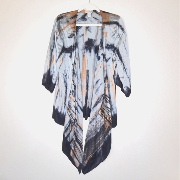 Soft Surroundings Tie Dye Silk Waterfall Kimono XLP - Picture 1 of 5